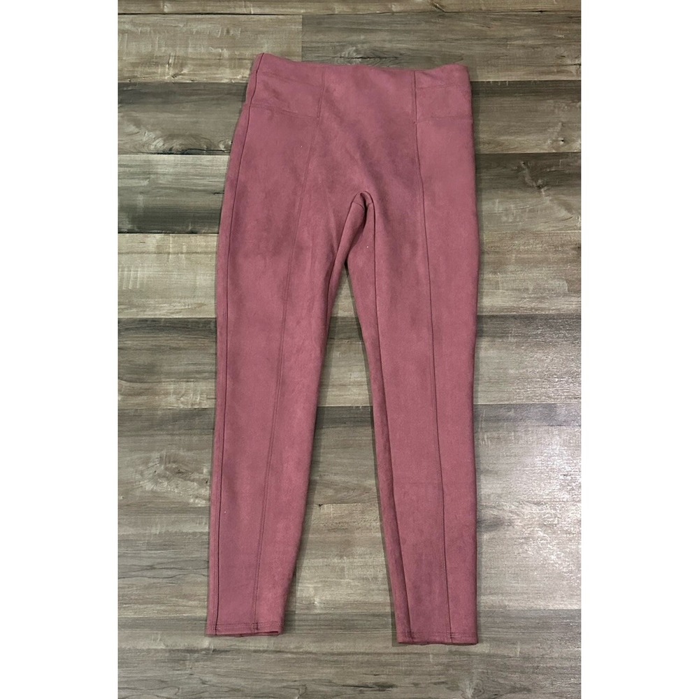 SPANX Faux Suede Leggings High Waisted Perfect Pant Red Size Large